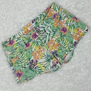 Candies Green & Purple Tropical Print Jean Shorts